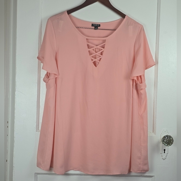 torrid Tops - Torrid Peachy Pink Swing Blouse Plus 1X